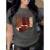 Women Cotton Short Sleeves T-shirts Brown Sugar Lips Women's Tee Bold Graphic Casual White Top