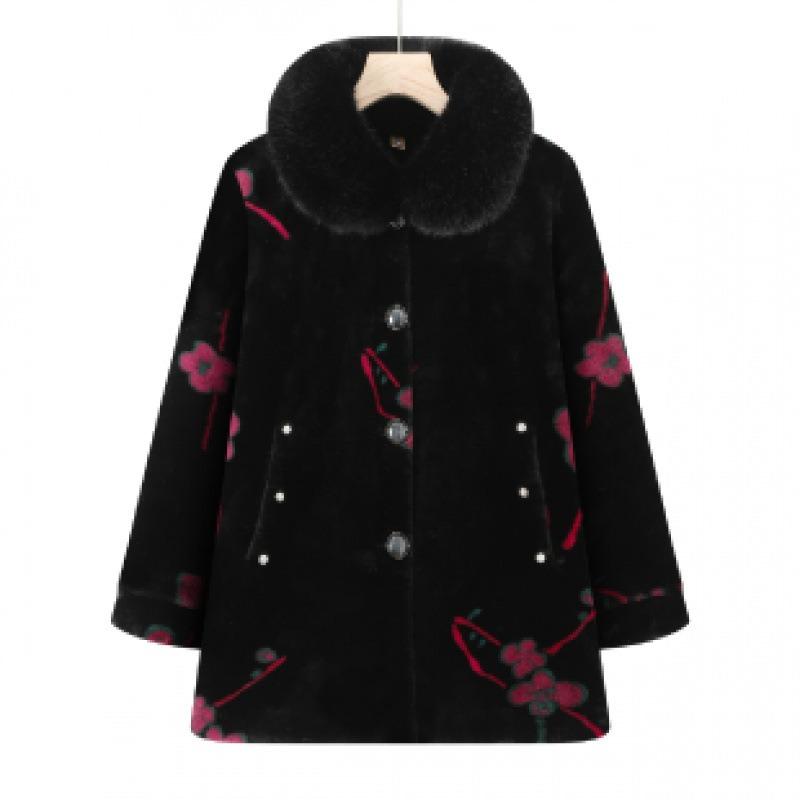 

Зимнее шерстяное пальто искусственный мех жена флис хлопковое пальто старый норковый флисовый жакет 5XL [recommended 150-80kg] чёрный