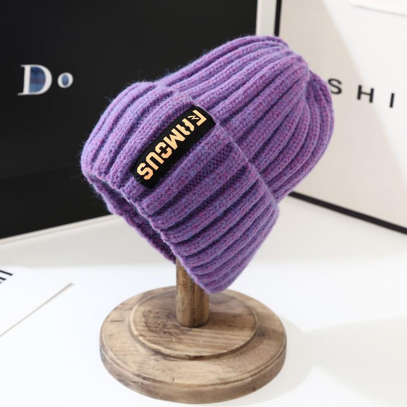 

Mary Winter hat, women s versatile fashion long-standard wool hat, winter warm ear protection bag head knitted hat Elastic one-size-fits-all фиолетовый