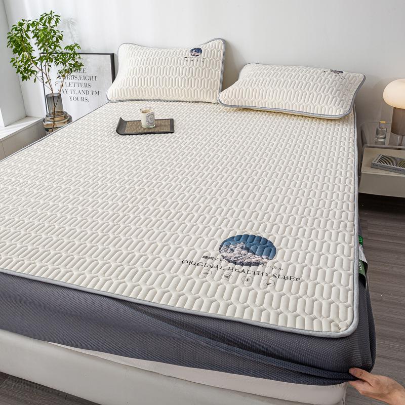 Class A Ice Silk Latex Cooling Mat Set: Washable, Antibacterial, Mother & Baby Safe, Fitted Sheet Style