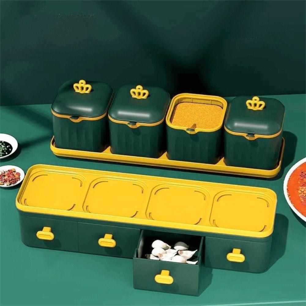 Double Layer Seasoning Jar Set with Spoon Spice Box Household Condiment Container  Home