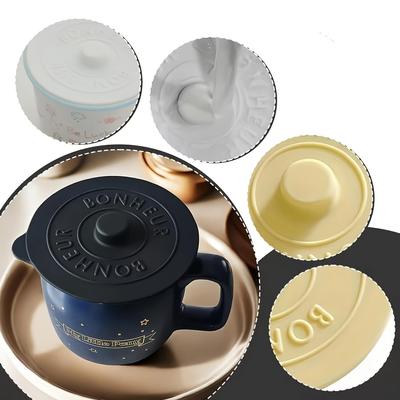 2 Stück Silikon-Tassendeckel Mehrfarbig Kreativ Einfache Farbe Staubdicht Tasse Keramik Geeignet für Verschiedene Tassen