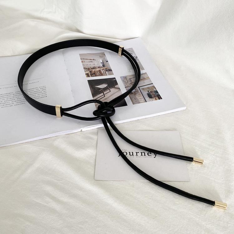 

Женский пояс с узлом: Элегантный аксессуар для платья, универсальный для свитеров и пальто, черное украшение на талию 110 cm чёрный