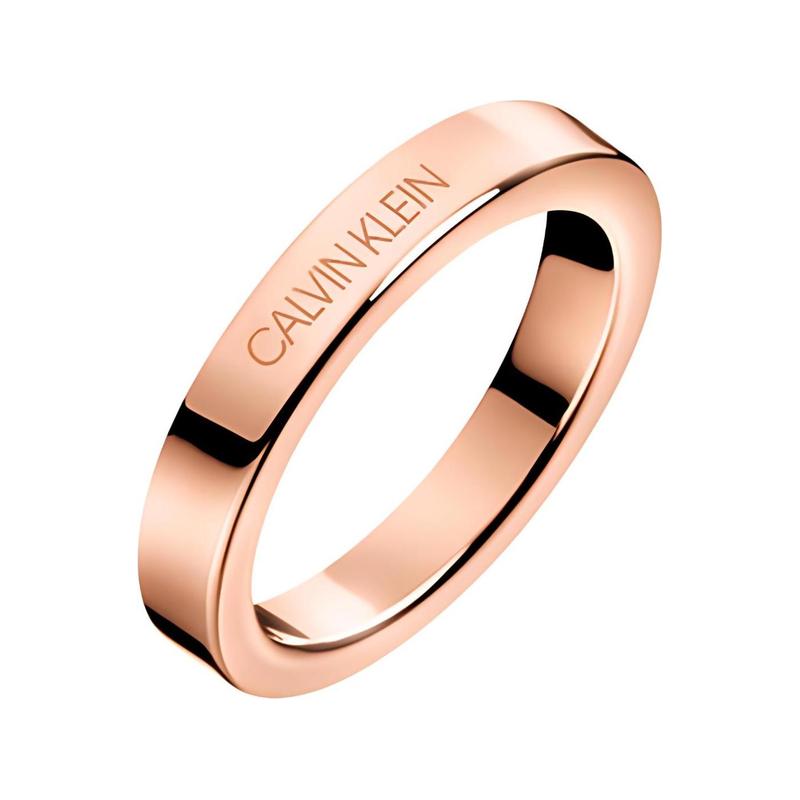 Calvin Klein Hook Ext Protective Engraving Series Simple Engraved Ring Ring Titanium Steel Ring Men and Women Same Style Couple KJ06PR1001-rose gold 5 золотой