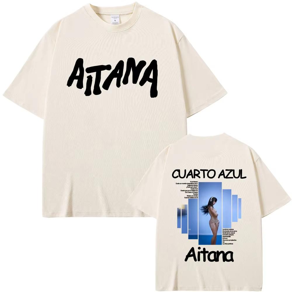 Singer Aitana CUARTO AZUL Album Graphic T-shirts Men Women Hip Hop Fashion Pop Music T Shirt Unisex Cotton Vintage Tshirt