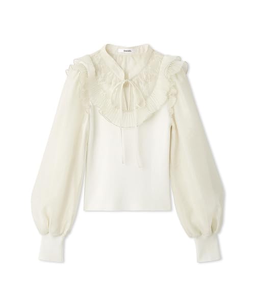 Snidel Pleated Collar Docking Knit Pullover SWNT245231 White Women's