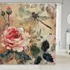 Dragonfly Summer Shower Curtain Butterfly Flower Lotus Dandelion Floral Nature Bathroom Decor Polyester Bath Curtain With Hook