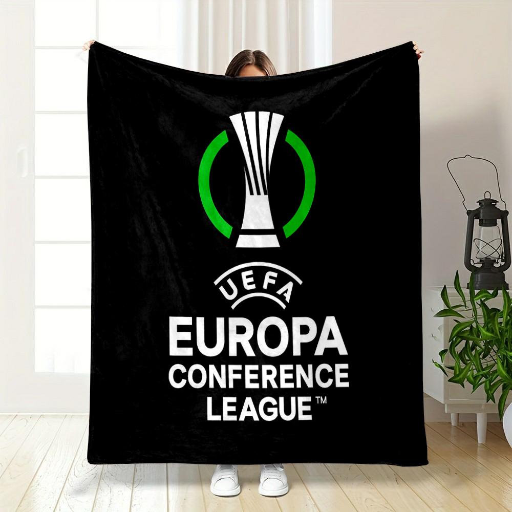 UEFA Europa Conference League Logo Design Flannel Blanket for Bedroom, Living Room, Sofa, and Nap Sofas