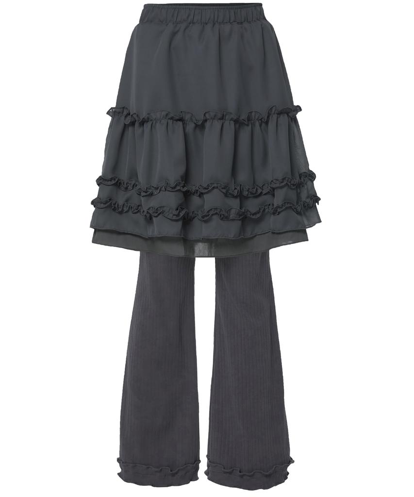 Peulleeoeob 3-Layered Ruffle Skirt Pants (Fl-260_Charcoal)