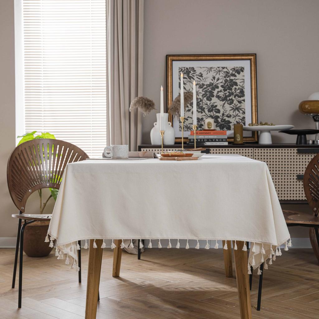 Cloth Dad Explosion Retro Orchid Cotton And Linen Fringed Rectangular Dining Table Tablecloth Coffee Table Tablecloth