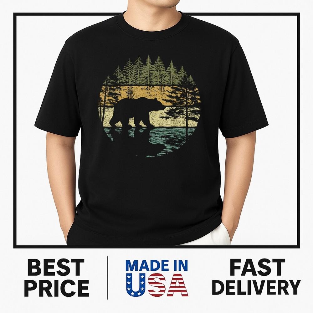 Retro Forest Bear Outdoors Nature Women Men Vintage Graphic T-Shirt ON TREND Unisex T-Shirt S