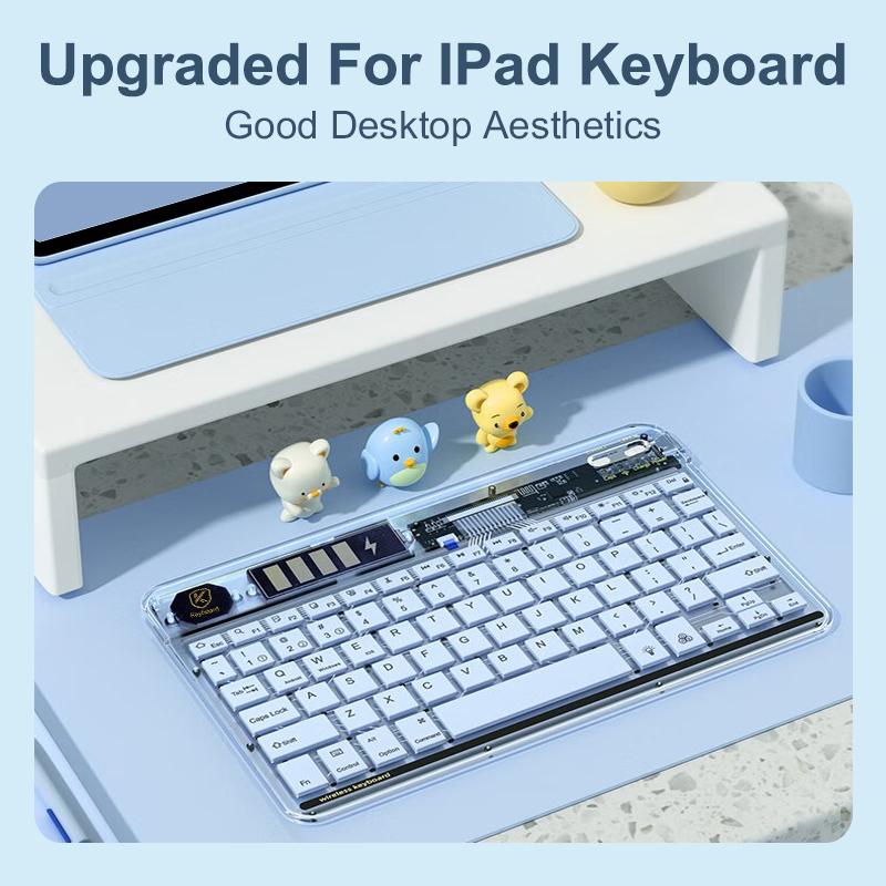 Ultra-Slim Rechargeable Bluetooth Keyboard Multi-Device Stable Connection for iPad iPhone Mac Android Windows-Wireless Keyboard