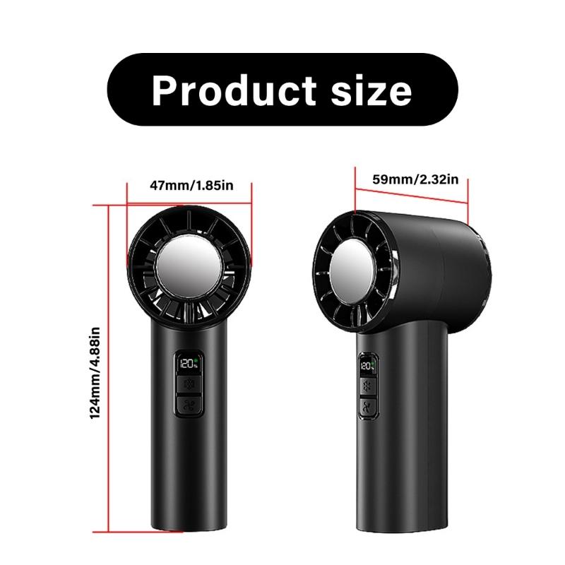 Handheld Digital Screen Fan Electric Fan Adjustable USB Rechargeable Cooling Fan for Office Home and Outdoor Use