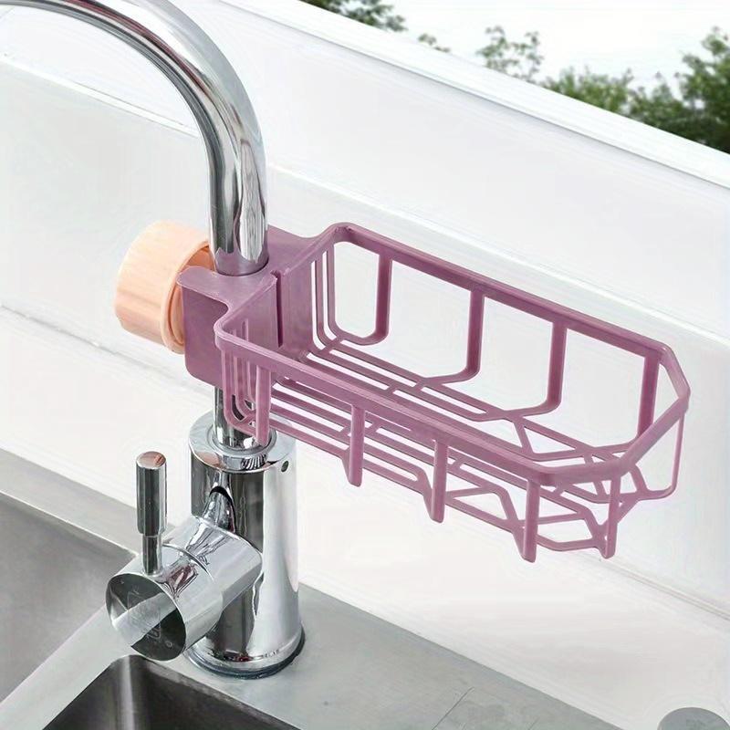 1 pc Lightweight faucet shelf - kitchen creative sink drain rack - non-perforated dishwashing rag sponge brush sink storage shel