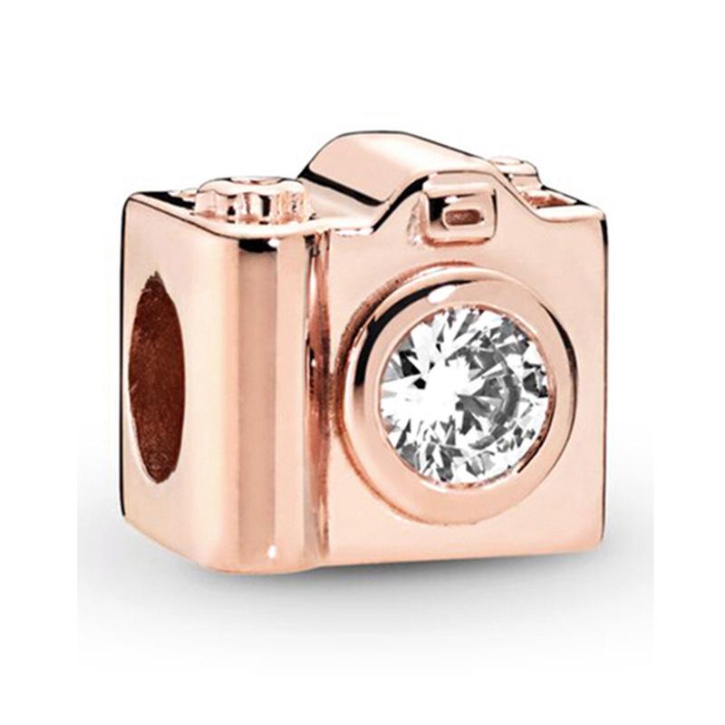 Rose Gold Large Hole Loose Beads Pendant For DIY Pulsera Necklace Accessories Women Fine Jewelry Gifts