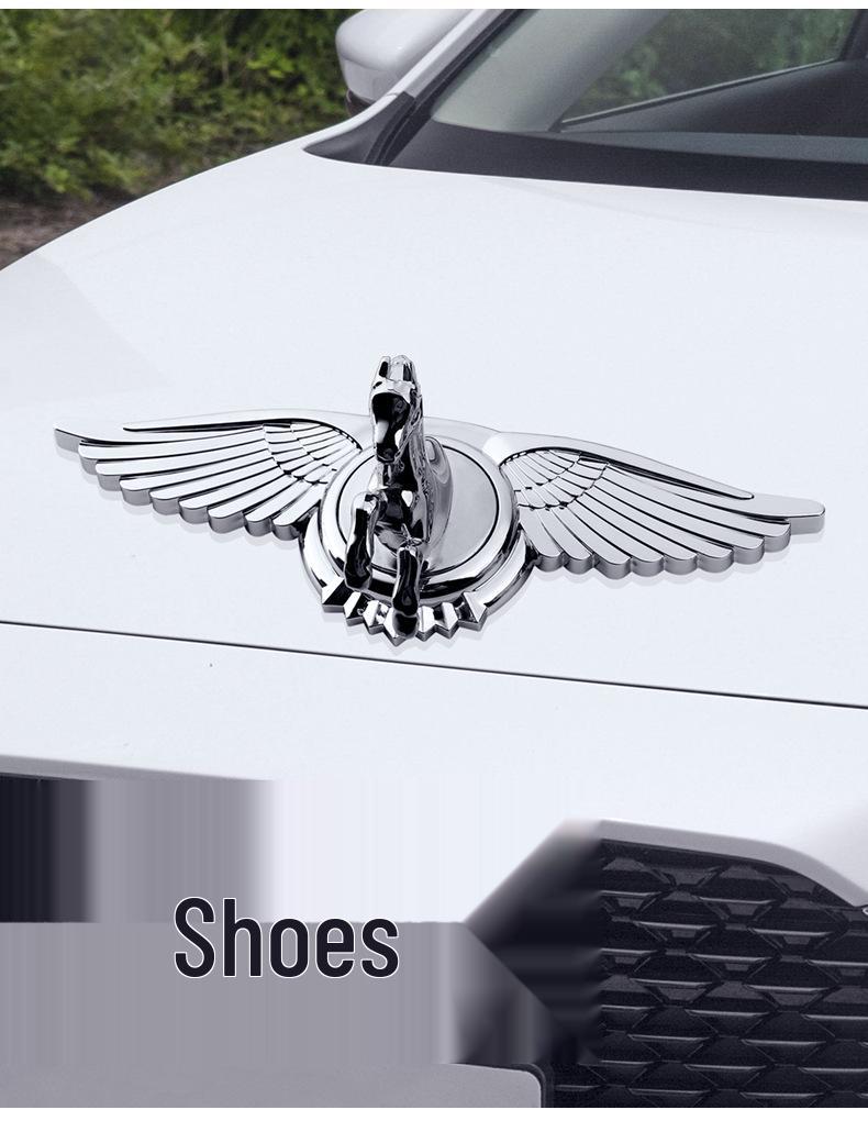 3D Horse Head Wing Car Emblem: Exterior Hood Decoration Metal Sticker