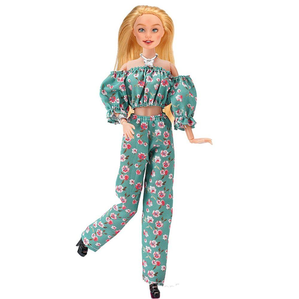 Handmade Fashion Doll Pants Casual Wear Bubble Sleeves Tops Girl Party Clothes for 30cm Dolls