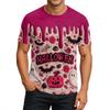 Men's Halloween Printed Round Neck Raglan Short Sleeve Top T-Shirt