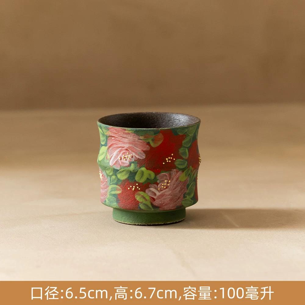 

Vintage Hand-Painted Ceramic Mug, Retro Floral Coffee Cup, Handmade Art Teacup for Home Office