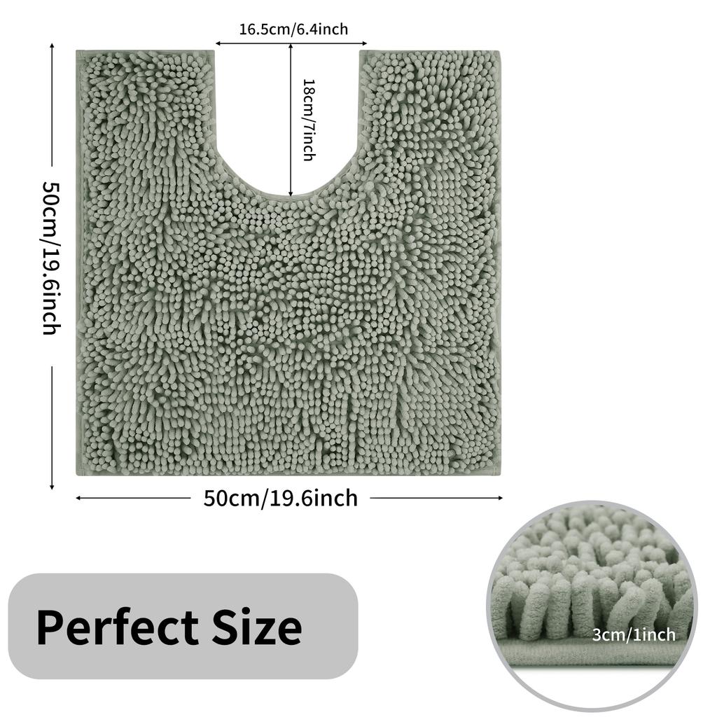 Luxus-Chenille-Toilettenteppiche U-Form 50x50cm Weich Saugfähig Rutschfest Konturiert Badezimmerteppiche Waschmaschinenfest Konturierte Badematten