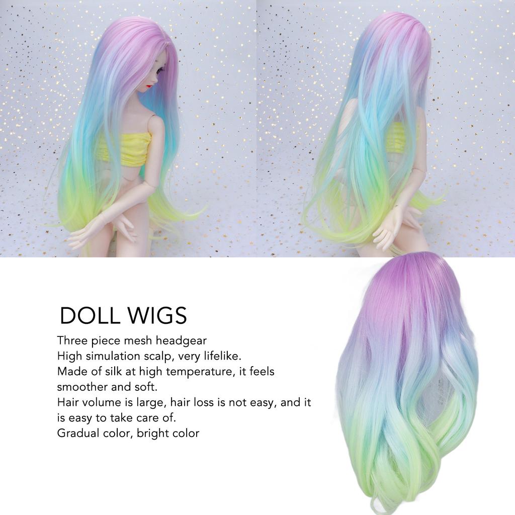 Joint Doll Wig Gradient Color High Simulation Soft Supple 1:3 Doll Wig for 21‑24cm Head Circumference Dolls