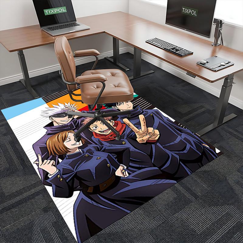 1 Stück Anime Cartoon Design Jujutsu Kaisen Charaktere Bürostuhlmatte Rutschfester Teppich Geeignet für Heimdekoration Wohnzimmer Schlafzimmer Spielzimmer Saisonales Geschenk
