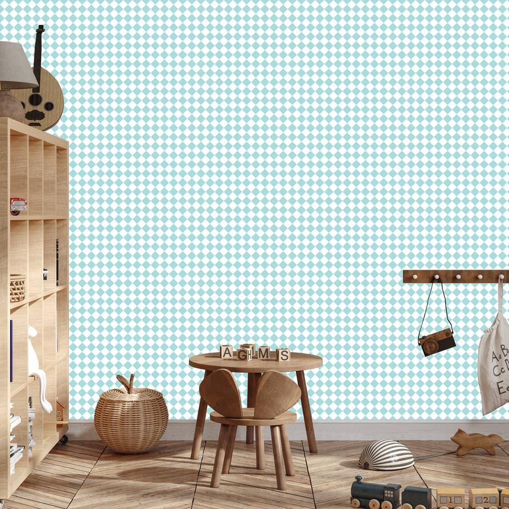 Geometric Rhombus Wallpaper In Celadon and White for the Living Room and Bedroom 50x1000