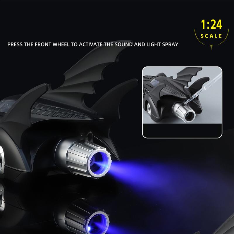 1/24 Classic Movie Car 1995 Batmobile Alloy Concept Bat Sports Car Model Metal Racing Vehicle Car Model Sound Light Kid Toy Gift
