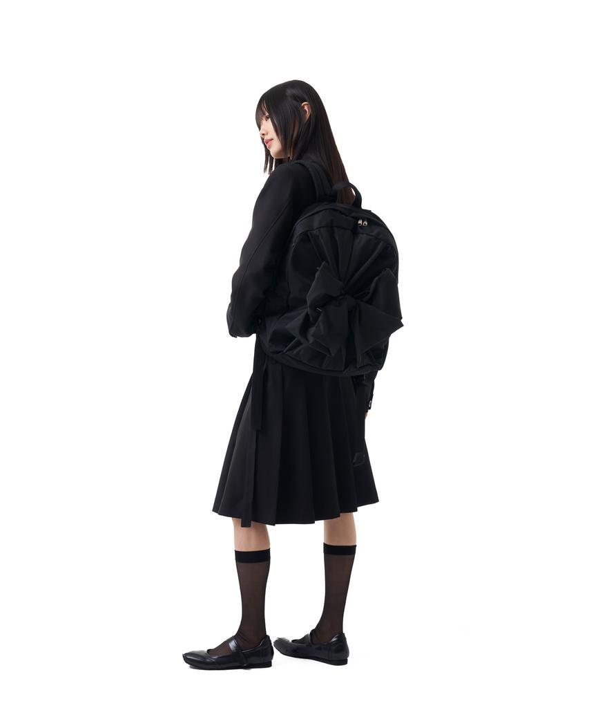 Iuga Makaras Belted Bag Pleats Midi Skirt (Black)