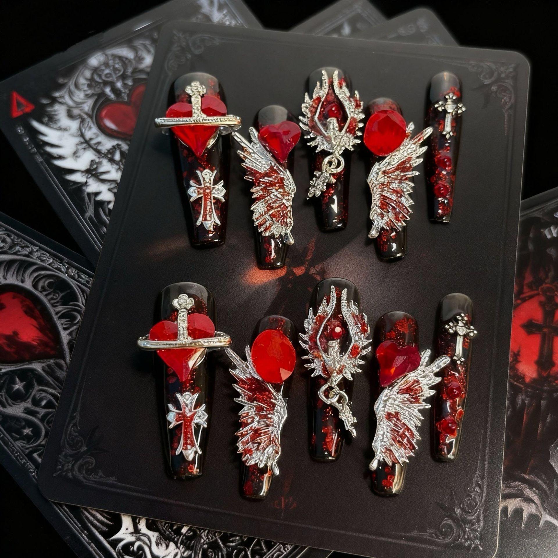 

Блестящие длинные ногти-гробики, накладные ногти, типсы, накладные ногти с дизайном, клей для ногтей, накладные ногти, глянцевые, полное покрытие, самоклеящиеся ногти для женщин, 10 шт. XS