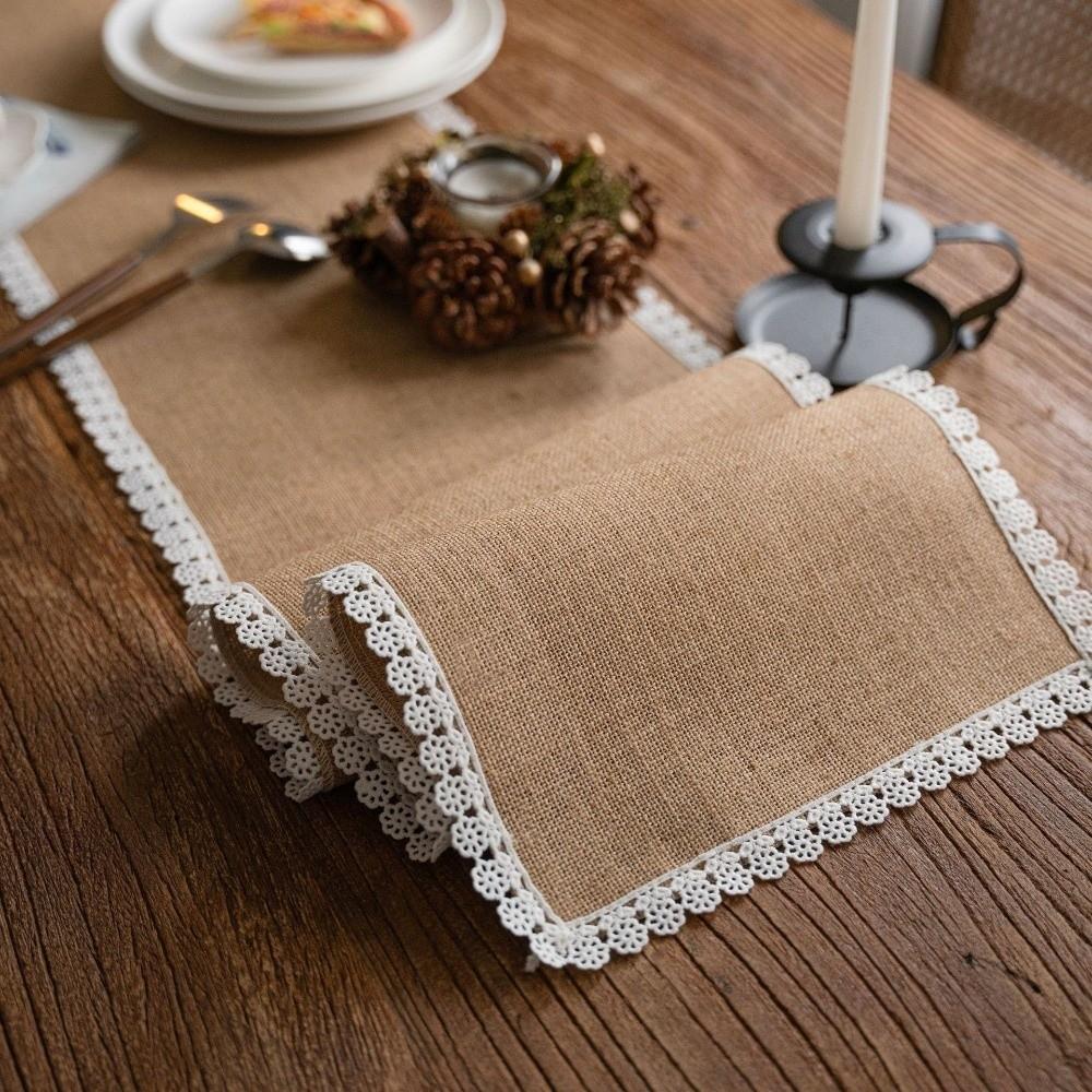 Jute Burlap Table Runner Macrame Edges Macrame Table Runner New Farmhouse Table Runner Table Decor