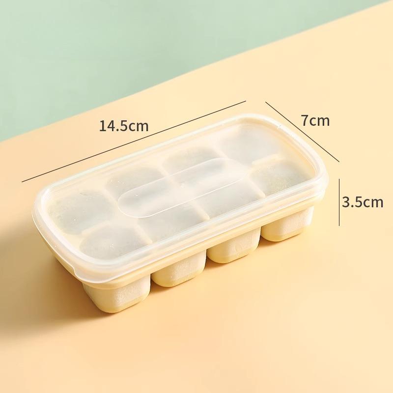 

8 Cavity Square Ice Cube Trays Reusable Silicone Ice Cube Mold BPA Free Ice Maker with Removable Lids Kitchen Accessories жовтий