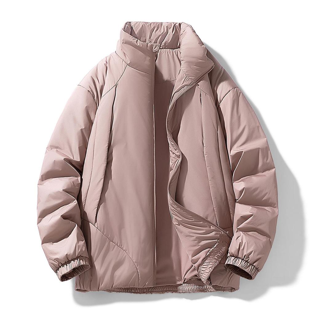 2025 Thickened Winter Cotton Jacket: Casual Solid Color, Stand Collar, Korean Style