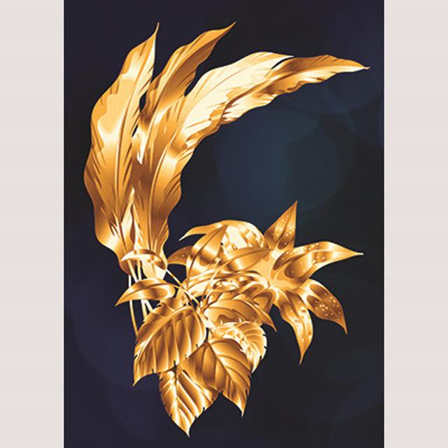 Scandinavian Black and Red Leaves Monster, Golden Plants, Flowers, Canvas, Poster, Paintings, Luxurious Interior Print, Abstract Hd Art Image