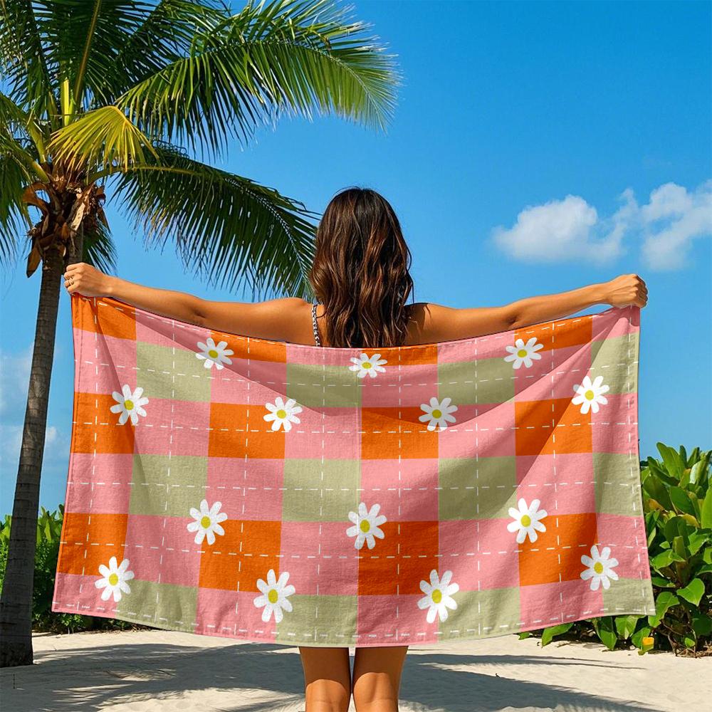 Checkered Daisies Quick Drying Bath Towel Microfiber Beach Towel - Light Weight Swimming Camping  Yoga Beach Out