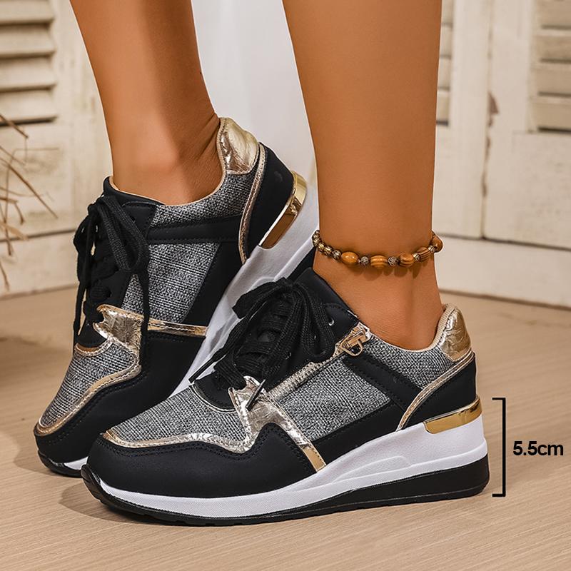 Fashion Fashion White Wedge Heel Sneakers Women Lace Up Lightweight Running Shoes Woman Comfort Low Top Casual Sports Shoes Plus Size 44