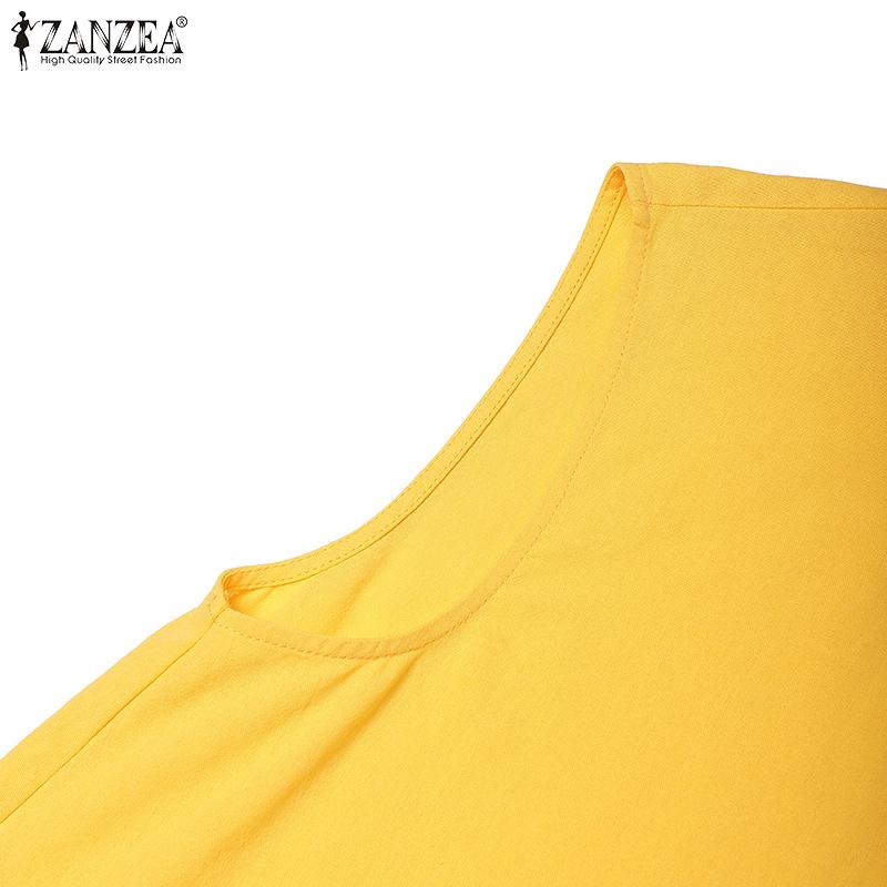 ZANZEA Women Casual Round Neck Summer Sleeveless Dress