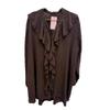 2025 Gold Splashed Wood Ear Trim V-Neck Loose Casual Long-Sleeved Shirt