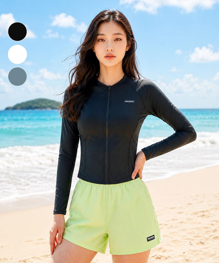 Helingbon Women'S Intention Crop Zip-Up Rash Guard (3 Colors) / Rg345W