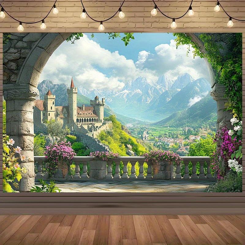1Pcs 2D Background Cloth Explore European Castle Fantasy Background Cloth  Embrace Medieval Style! 180X110