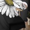 Daisy Black Background Tulle Curtain Home Office Window Decor Bedroom Kitchen Balcony Modern Sheer Curtain