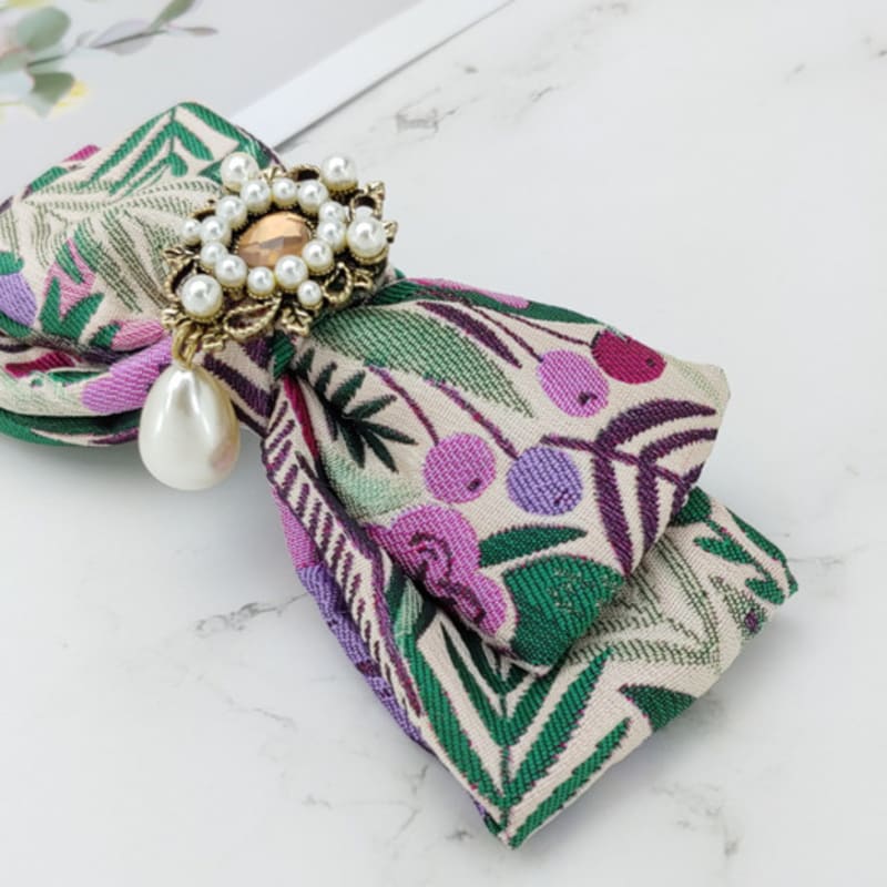 MAIA Rose Jacquard Ribbon Pin Large-Purple