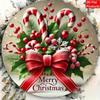 Vintage Metal Tin Sign Candy Canes Christmas Decor Round Wall Hanging Art Home Bar Cafe