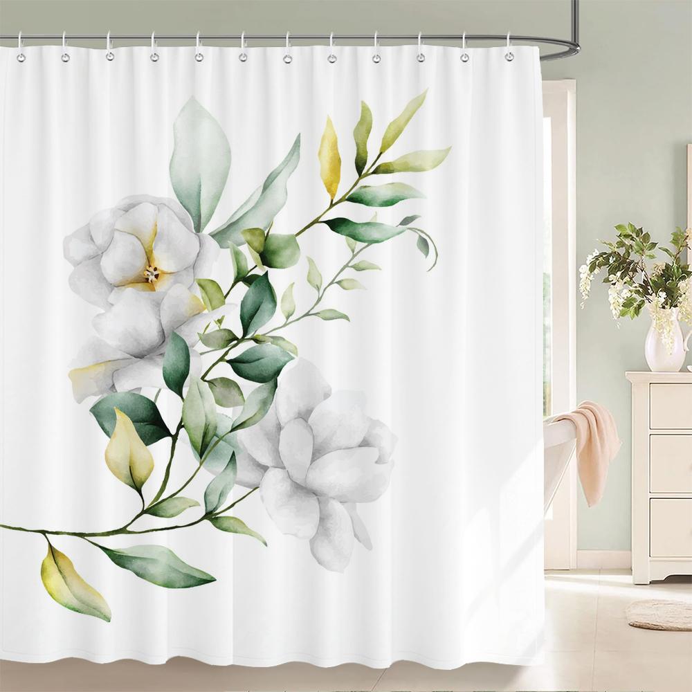 Home shower curtain for bathroom waterproof fabric fresh flowers and plants style bathroom Curtain with hooks decorative curtain