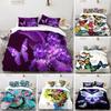 Butterfly Duvet Cover Set 3D Galaxy Purple Butterfly Floral Printed Bedding Set Fantasy Theme King Size Comforter Cover for Girl