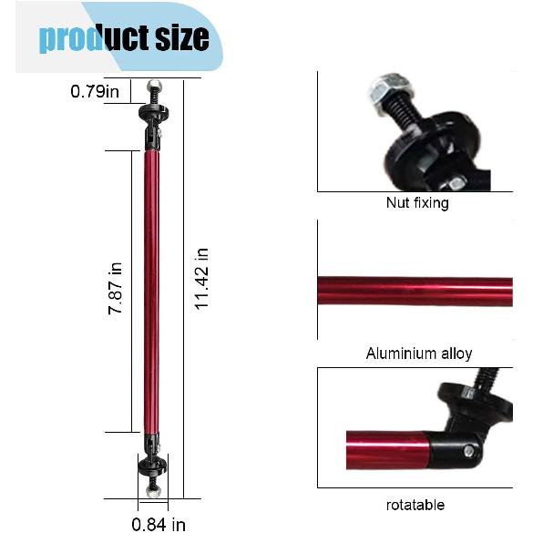 2PCS 11.42'' Splitter Strut Rods, Car Bumper Strut Rods, Front Lip Rod Protector Splitter, Adjustable Tie Support Bars, Lip Bumper Splitter,