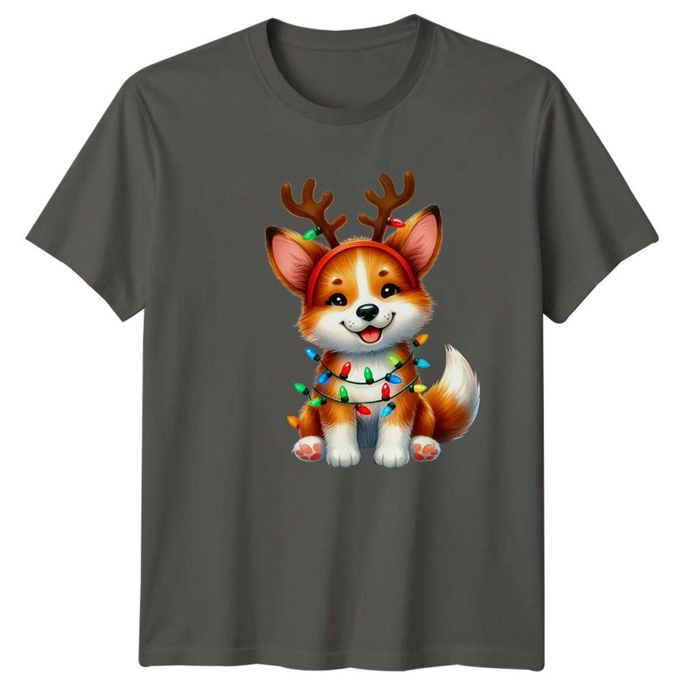 Corgi Reindeer Christmas Lights Holidays Unisexs Unisexs Graphic Tee Shirt S
