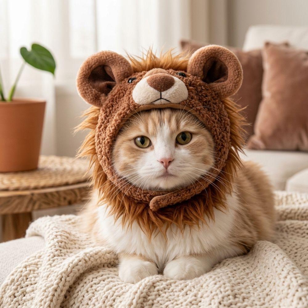 Skin Friendly Dog Plush Lion Hat Funny Cat Costume Headwear Pet Decor Headgear Birthday Gift