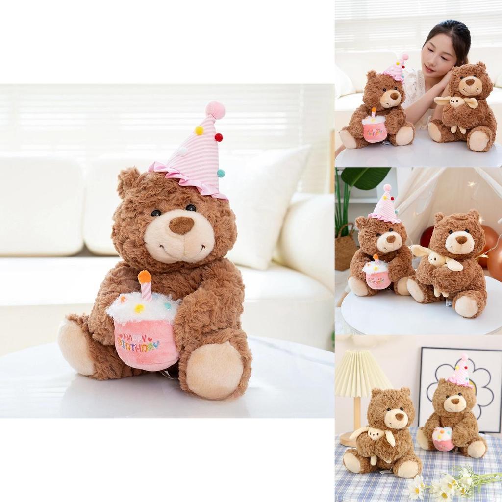 Adorable Teddy Bear Plush Toy With Long Fur And Cute Rabbit Hugging Design For Birthdays And Gifts