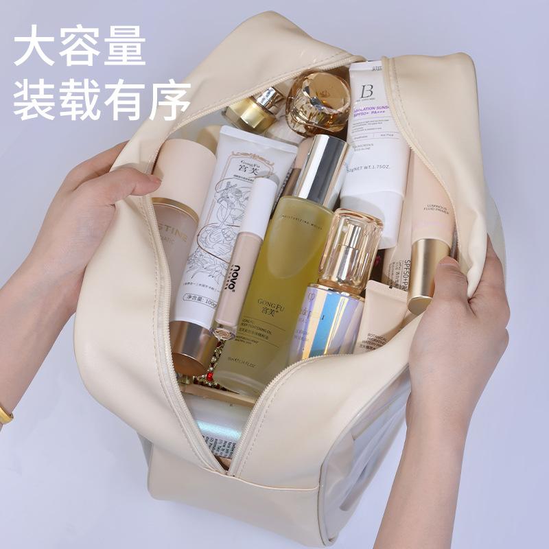 PU Letter Makeup Bag Large Capacity High Beauty Value Portable Cosmetic Storage